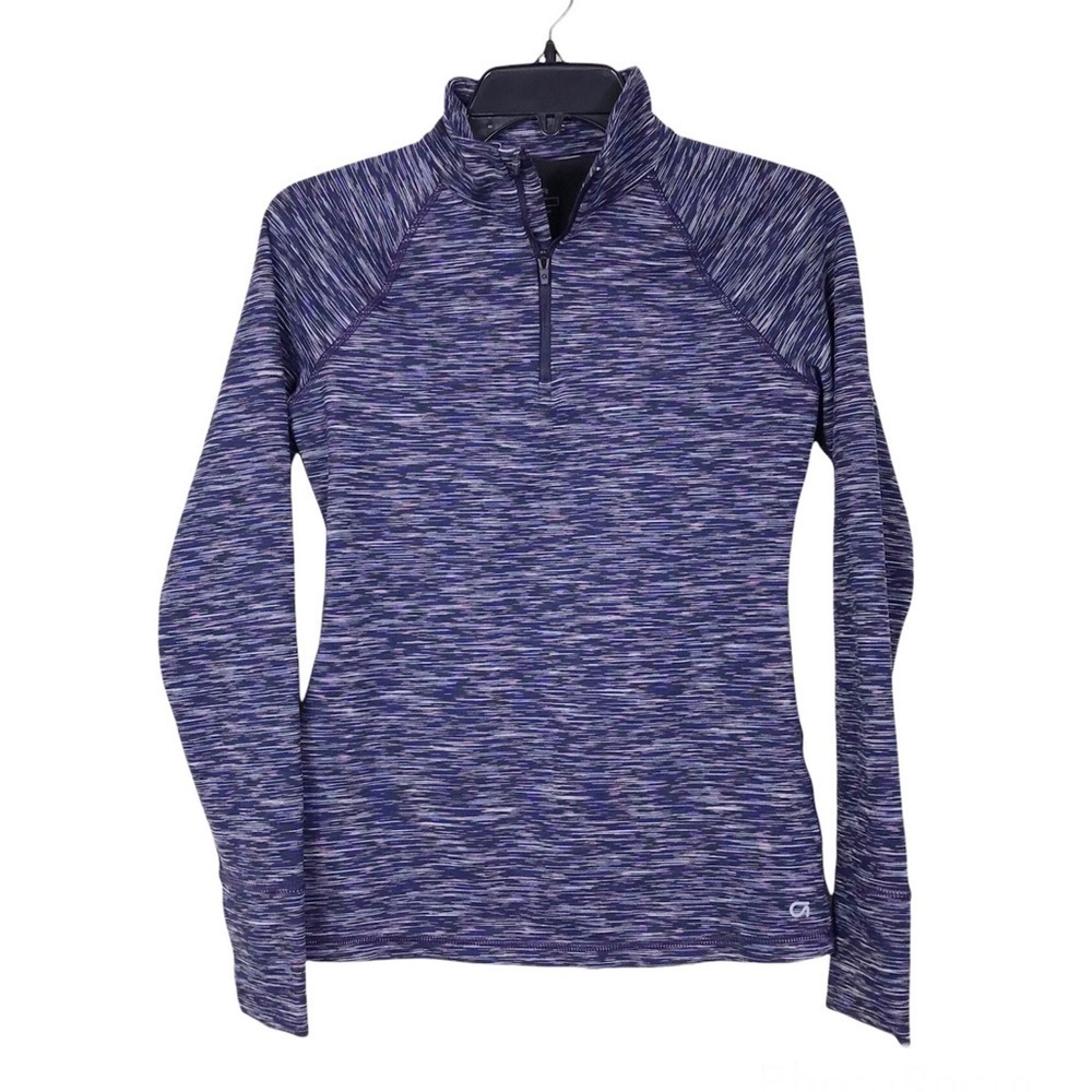 Gap Fit Purple Space Dye Half Zip Back Pocket Long Sleeve Pullover w/Thumbholes